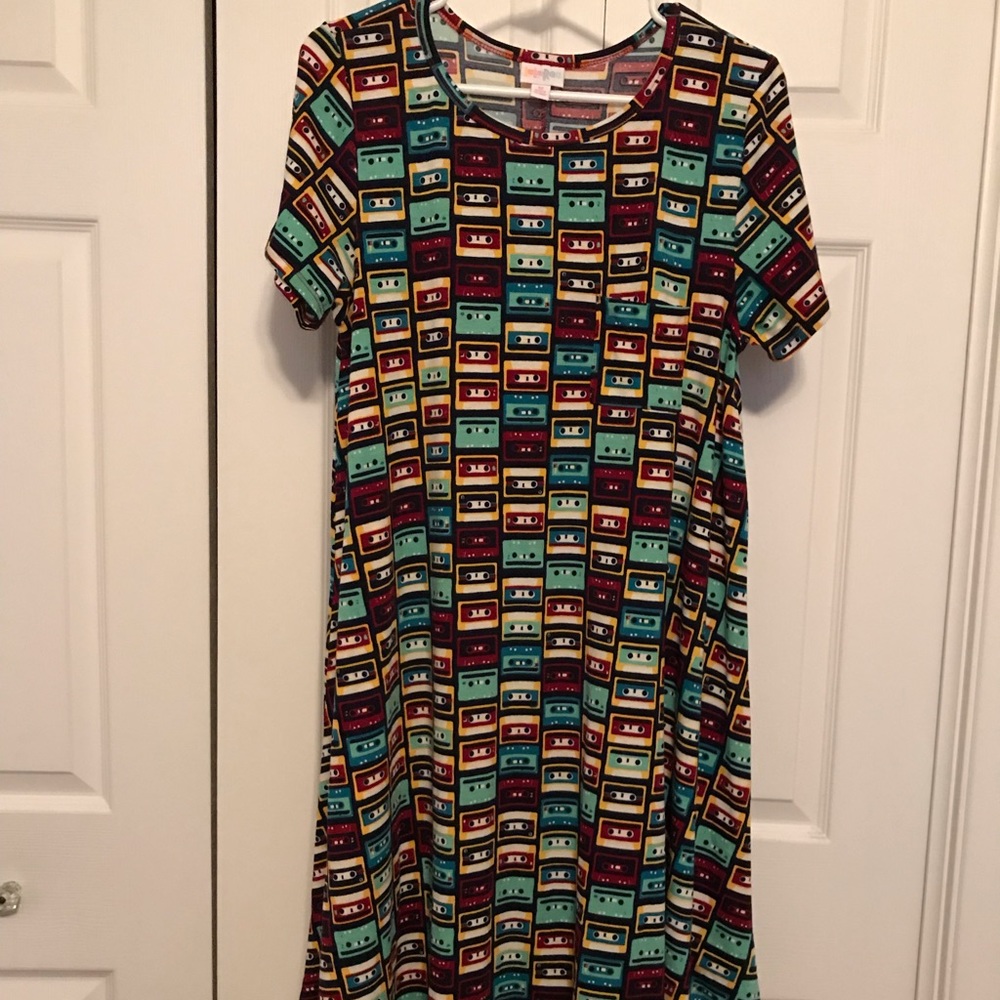 LuLaRoe Carly, size medium, cassette print